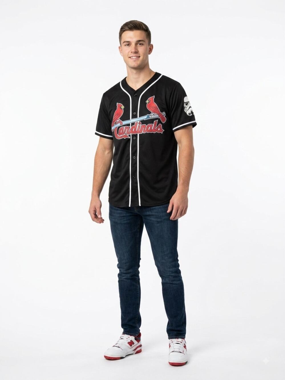 St. Louis Cardinals Star Wars Night Busch Stadium Baseball Jersey Mens M Black